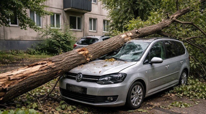 Машина с прибабахом. Жительнице Мелитополя выплатят 1 млн рублей за упавшее на авто дерево