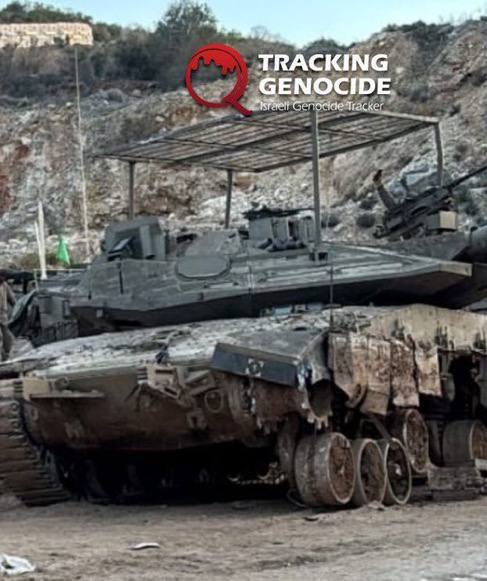 Поврежденная ФПВ дроном израильская Меркава в Ливане