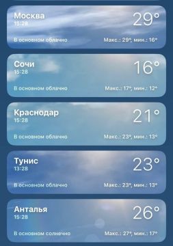 Владимир Рогов: Аномальная жара. Температура в Москве сегодня поднялась выше, чем в Сочи, Краснодаре, Тунисе и Анталье