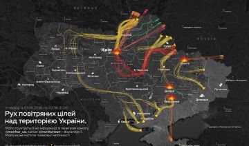 Приблизительная карта сегодняшнего комбинированного удара ВС РФ по Украине: основные цели — Киев, Днепропетровск, Харьков, Запорожье, — мониторинговые каналы