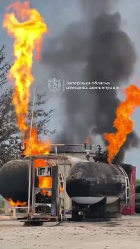 Район Запорожья - добрые FPV прилетели по газовой автозаправке