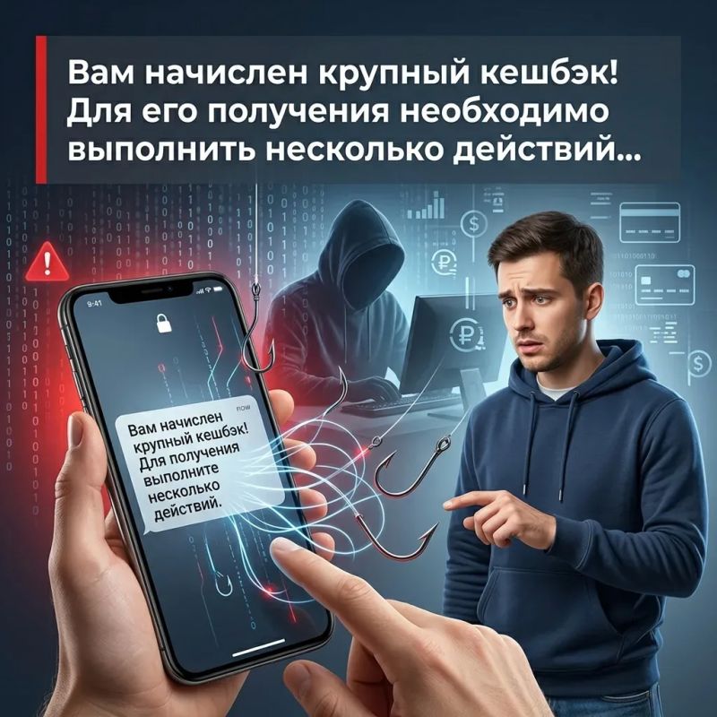 «Вам начислен крупный кешбэк! Для его получения необходимо выполнить несколько действий…»