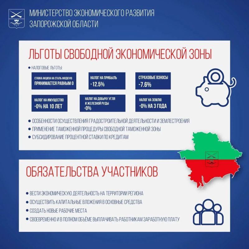 В Запорожской области функционирует Свободная экономическая зона сроком до 2050 года