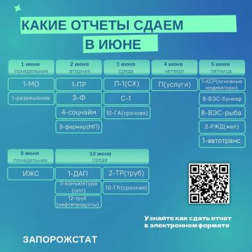 Запорожстат напоминает об отчетах в июне