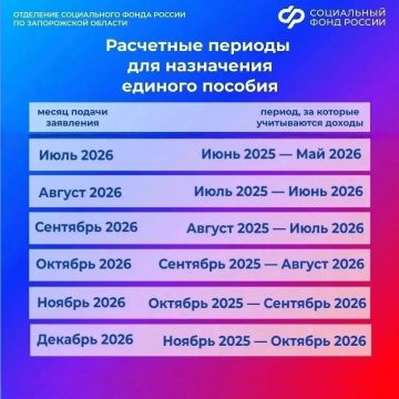 Расчетные периоды для назначения единого пособия