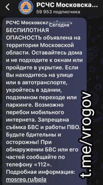 Владимир Рогов: По всей Московской области угроза атаки дронов