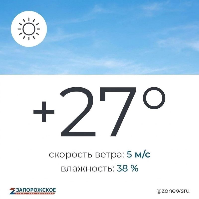 Солнечный, летний день ожидается в Запорожской области в четверг, 30 июля