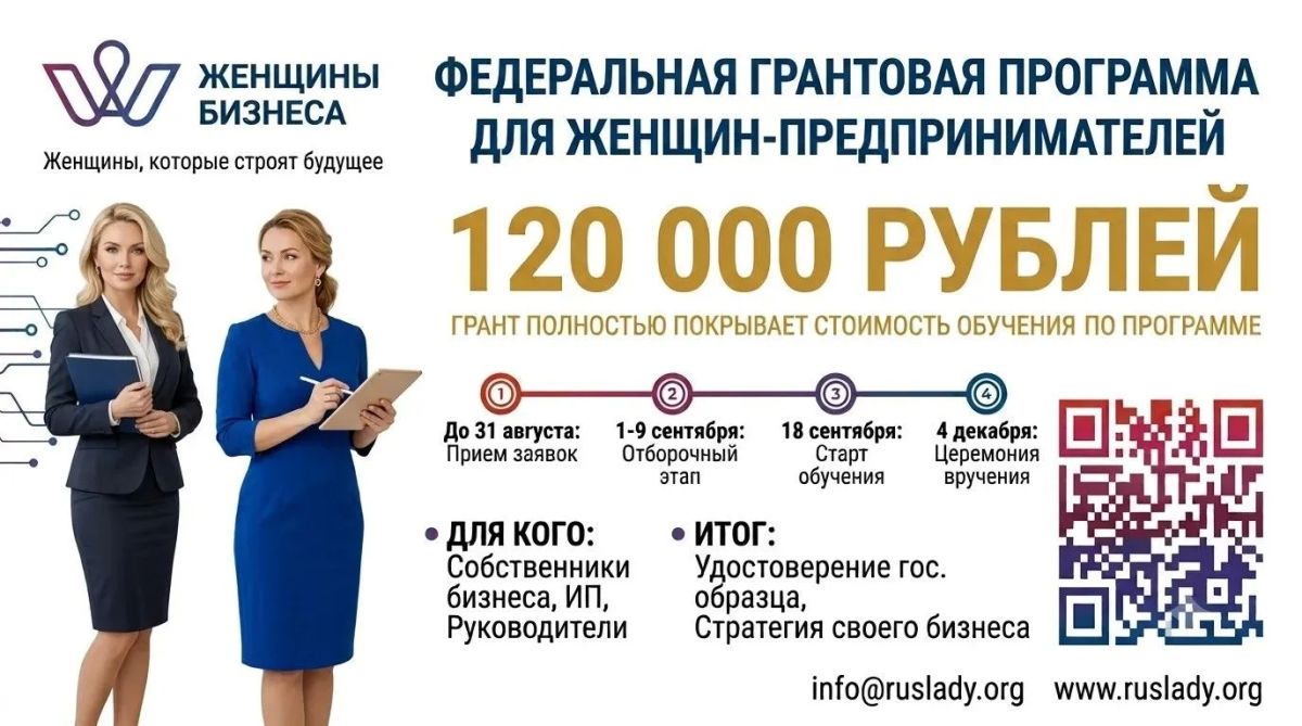 Грант на бесплатное обучение по программе Mini MBA для женщин-предпринимателей