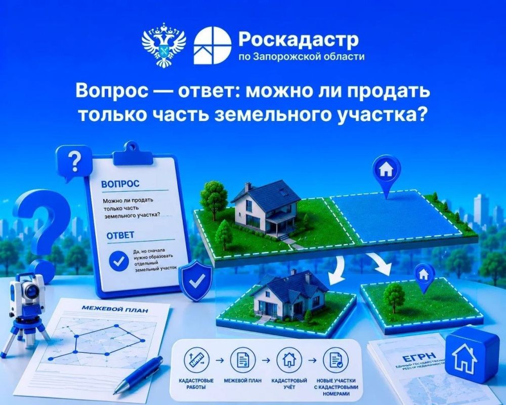 Региональный Роскадастр рассказал можно ли продать только часть земельного участка