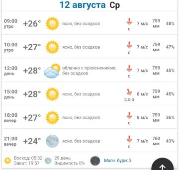 Подробно о погоде в Днепрорудном 12 августа 2026 года