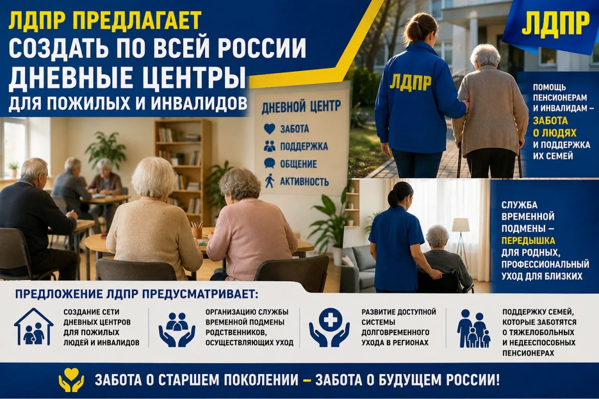 ЛДПР предлагает создать по всей России дневные центры для пожилых и инвалидов
