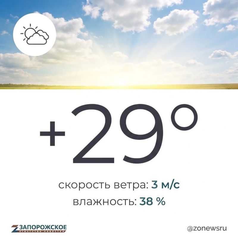 Ясная и теплая погода без осадков ожидается в Запорожской области в четверг, 3 сентября