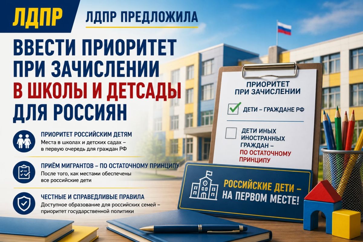ЛДПР предложила ввести приоритет при зачислении в школы и детские сады для российских детей