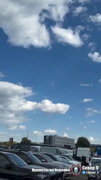 Еще кадры недавнего прилёта реактивного бпла-камикадзе «Герань-5» по объекту противника в Киеве