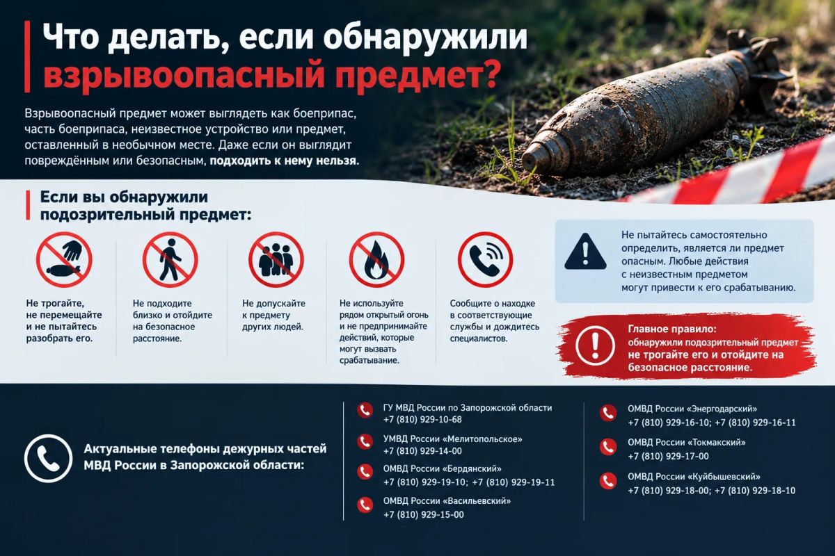 Что делать, если обнаружили взрывоопасный предмет?