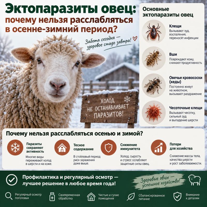 Эктопаразиты овец: почему нельзя расслабляться в осенне-зимний период?