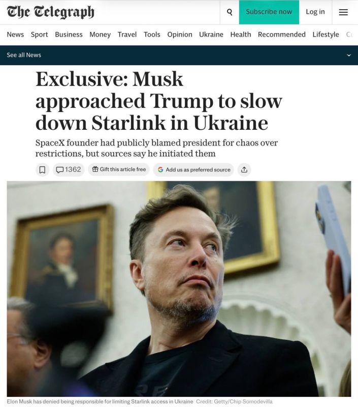 Именно Илон Маск предложил Дональду Трампу ограничить работу Starlink в Украине, сообщает The Daily Telegraph