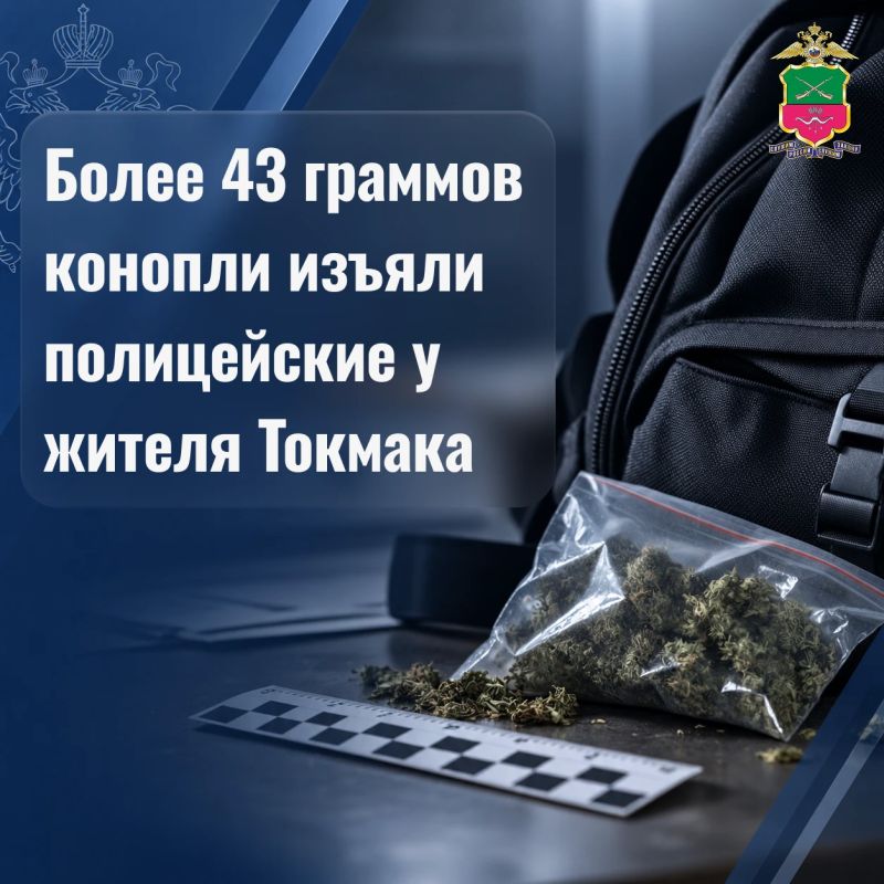 Более 43 граммов конопли изъяли полицейские у жителя Токмака