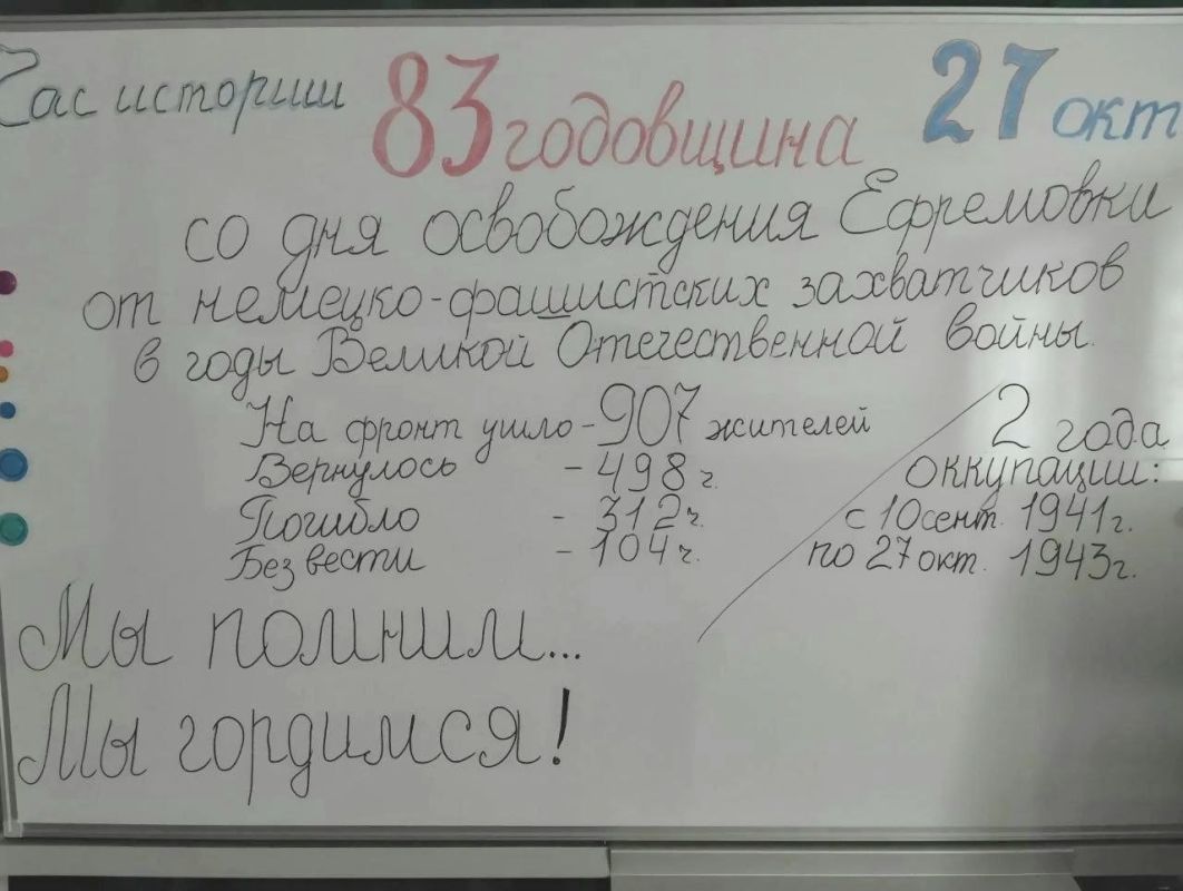 27 октября в Ефремовке отмечают День освобождения села от немецкого-фашистских захватчиков в годы Великой Отечественной войны
